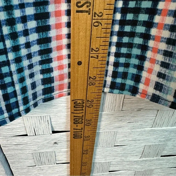 Lane Bryant Plaid Ruffle Sleeve Blouse - Blue and Pink - Picture 8 of 10